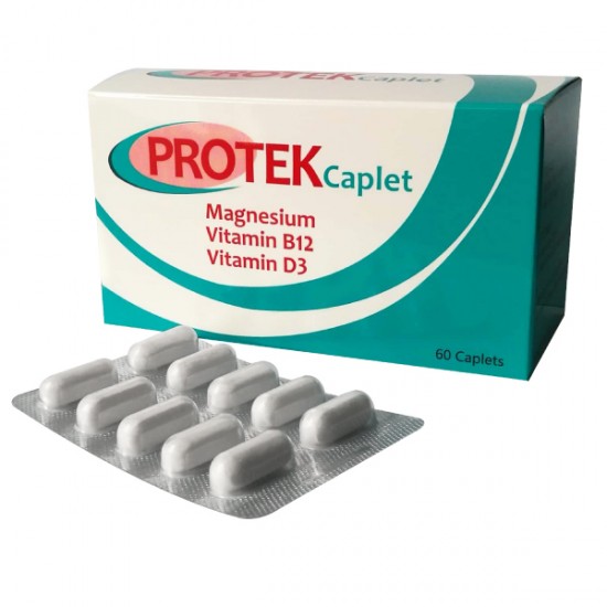 PROTEK Caplet – Magnesium, Vitamin B12, Vitamin D3 (60 Caplets/per box)