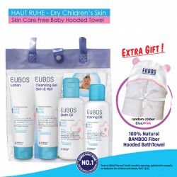 EUBOS Baby Skin Care  FREE Baby Hooded Towel Worth RM30 + Bag (5 in 1 Bundle)