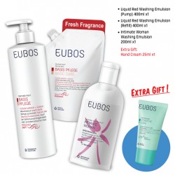 EUBOS Liquid Washing Emulsion (Pump+ Refill) & Intimate Woman Washing Emulsion