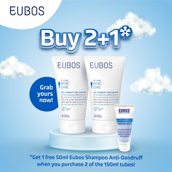 EUBOS SHAMPOO ANTI-DANDRUFF  150ml + 50ml  (Promo Pack 3 in 1 bundle)