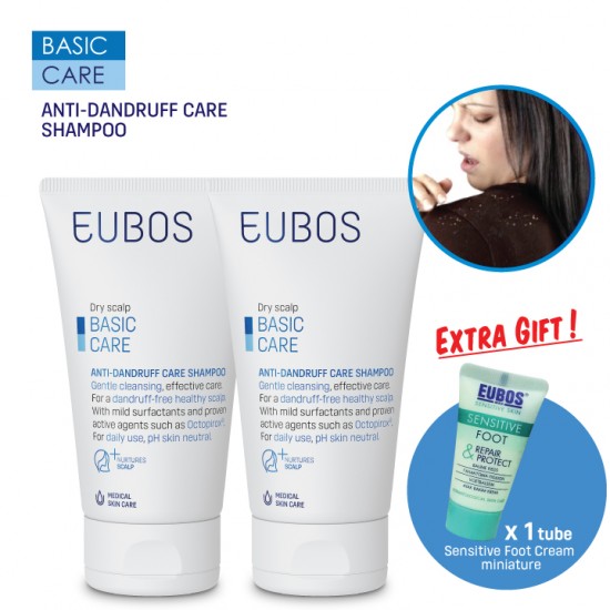 EUBOS SHAMPOO ANTI-DANDRUFF  150ml x2 Free miniature