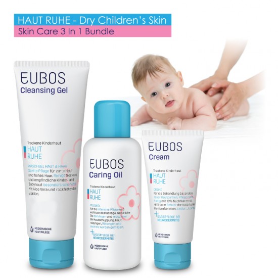 EUBOS Haut Ruhe Skin Care 3 in 1 Bundle (Cleansing Gel, Caring Oil, Intensive Cream)
