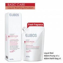 EUBOS LIQUID Red WASHING EMULSION 400ML+400ML REFILL PACK