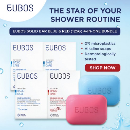Eubos Solid Bar Blue_Red 125g ( 4 in one bundle)