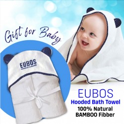 EUBOS BABY Hooded Towel - Dark Blue with White Spots