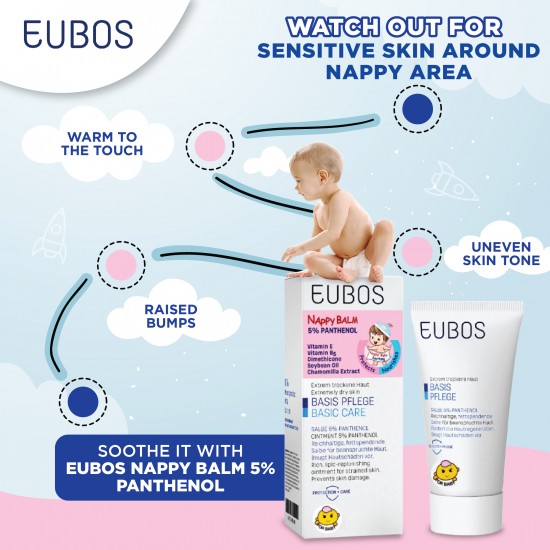 EUBOS BABY NAPPY BALM 5% PANTHENOL 75ML x 2 tubes with Gift