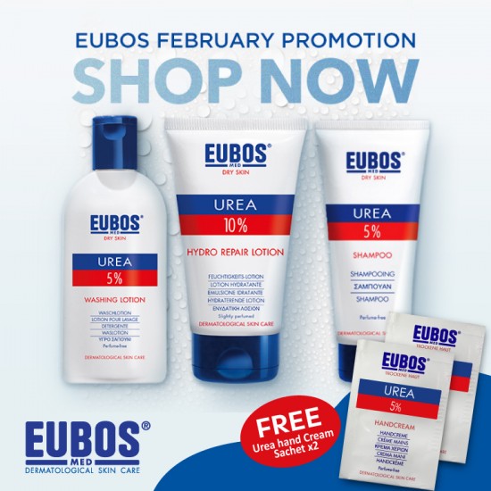 EUBOS Urea Shampoo - Washing Lotion - Hydro Repair Lotion (3 Items)  Free Hand Cream Sachet