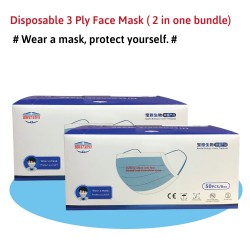 READY STOCK - Disposable 3 Ply Face Mask (2 in one bundle)
