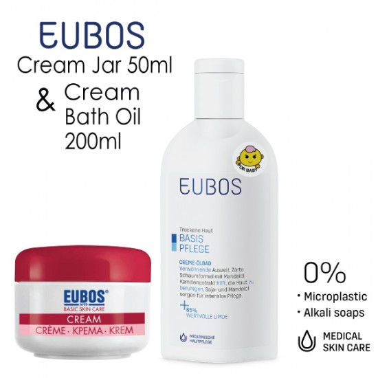 EUBOS CREAM BATH OIL 200ml + FACIAL CREAM JAR 50ml