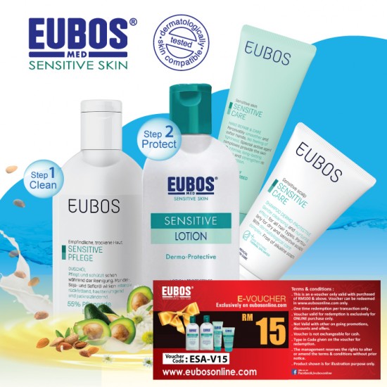 EUBOS SENSITIVE Gift Set (Shower Oil 200ml+LotionDermo 200ml+HRC 75ml+Shampoo)