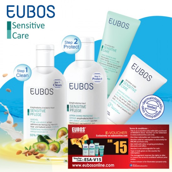 EUBOS SENSITIVE Gift Set (Shower Oil 200ml+LotionDermo 200ml+HRC 75ml+Shampoo)