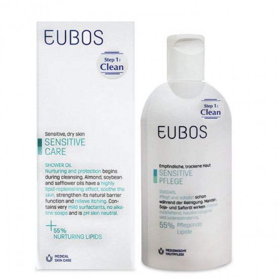 EUBOS SENSITIVE CARE SHOWER OIL  200ml x 4 Bottles + Sample Foot Cream