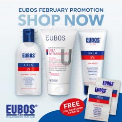 EUBOS Urea Shampoo - Washing Lotion - Hydro Repair Lotion (3 Items)  Free Hand Cream Sachet
