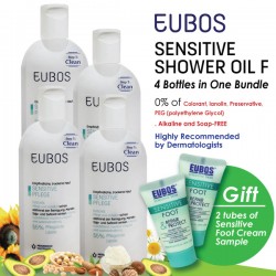 EUBOS SENSITIVE SHOWER OIL F 200ml x 4 Bottles + Sample Foot Cream
