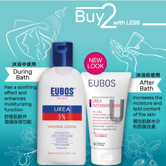 EUBOS UREA BODY WASH 200ml + UREA HYDRO REPAIR LOTION 200ML (2 IN 1 Bundle)