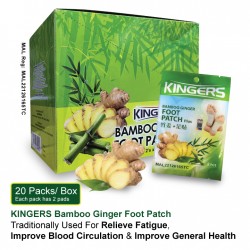 KINGERS Bamboo Ginger Foot Patch Plus  ( 40 Pads - 20 Pouches  / Box )
