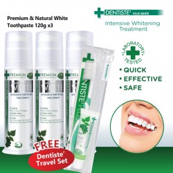DENTISTE' Premium & Natural White Toothpaste 120g x3 F.O.C Travel Set