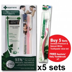 DENTISTE' PREMIUM & NATURAL WHITE TOOTHPASTE 100ML_VALUE SET x5 SETS WITH GIFT
