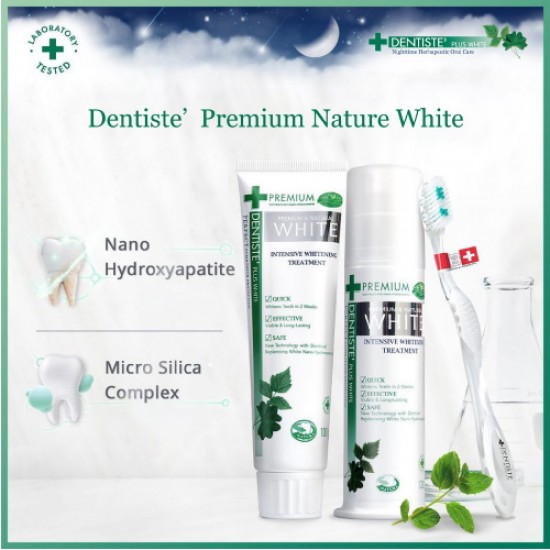 DENTISTE' Premium and Natural White Toothpaste with pump dispenser _120g x2 bottles