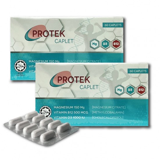 PROTEK Caplet – Magnesium, Vitamin B12, Vitamin D3_ (2 Boxes in 1 Bundle)